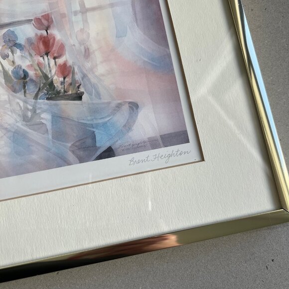 Brent Heighton Veiled Flowers Gold Framed Signed Art Print, 11”H x 9.5”W - Picture 7 of 8